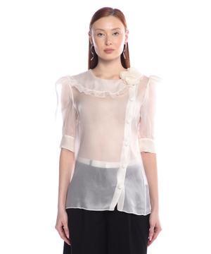 Silk blouse with rose details