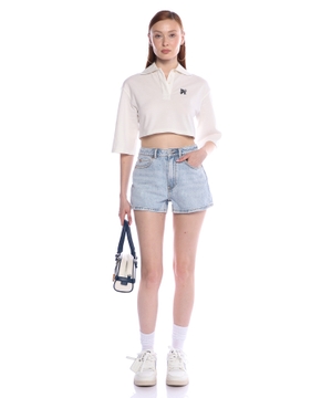 Logo embroidered cropped polo