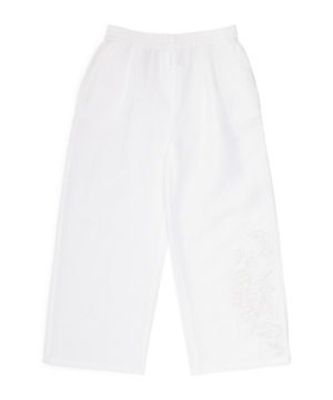 Embroidered elastic-waist pants