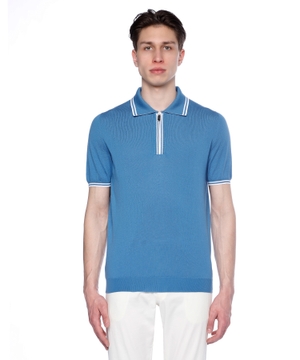 Short sleeve polo with zipped collar