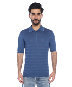 Short sleeve polo with zipped collar