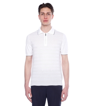 Short sleeve polo with zipped collar