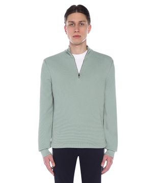 Long sleeve sweater with zip collar