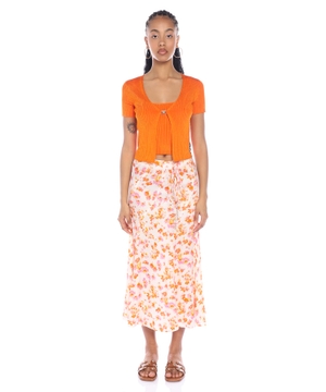 Floral-print midi skirt