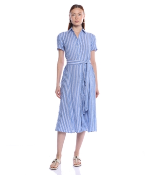 Striped linen midi dress