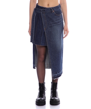 Asymmetric denim skirt