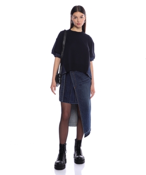 Asymmetric denim skirt