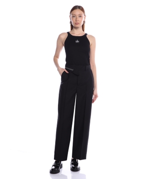 Straight-fit pants with asymmetric waist