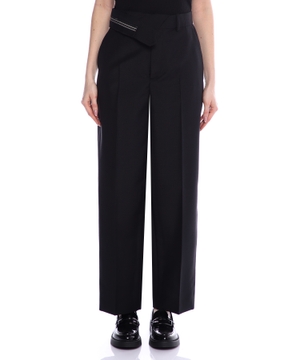 Straight-fit pants with asymmetric waist