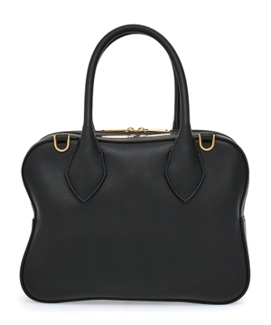 Leather handbag with logo lettering