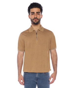 Short sleeve polo with zipped collar