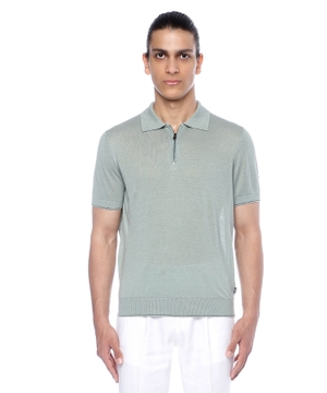 Short sleeve polo with zipped collar