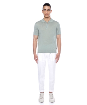 Short sleeve polo with zipped collar