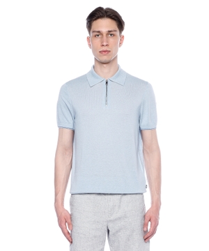 Short sleeve polo with zipped collar