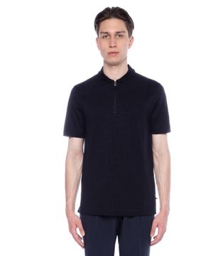 Short sleeve polo with zipped collar