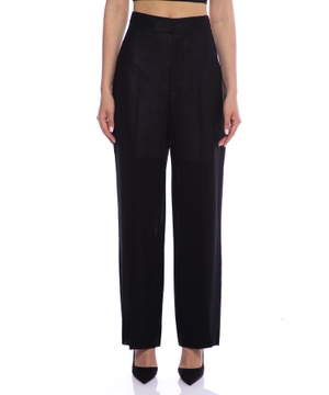 High-waist straight-fit pants