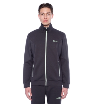 Long sleeve track jacket with zip fastening