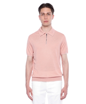 Short sleeve polo with zipped collar