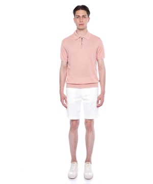 Short sleeve polo with zipped collar