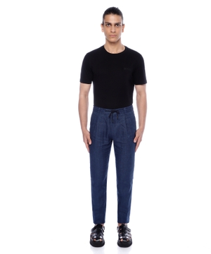 Straight-fit trousers with elastic waist