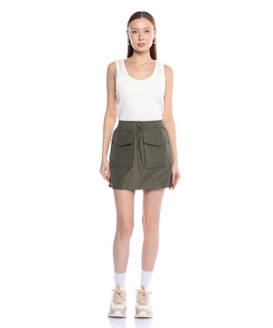 Elastic-waist mini skirt