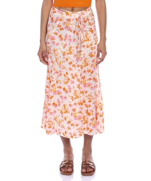 Floral-print midi skirt