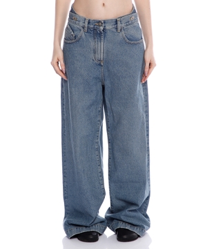 Double-waisted wide-leg jeans