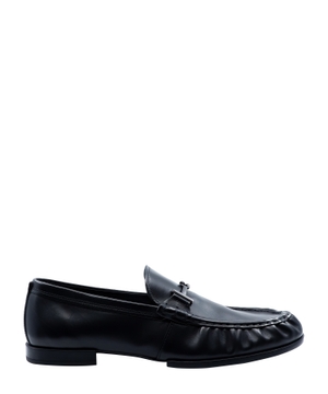 Ruched front design leather loafers