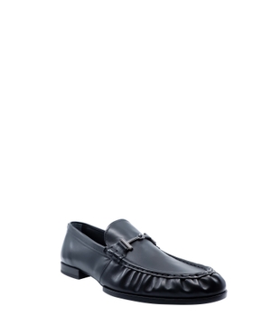 Ruched front design leather loafers