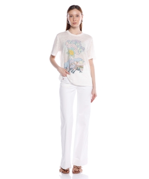 Printed linen T-shirt