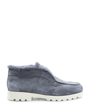 Fur-trim suede boots