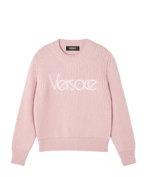 Logo embroidered wool jumper