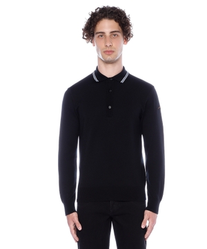 Long sleeve polo with classic collar