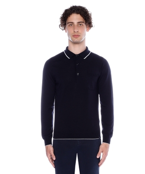 Long sleeve polo with classic collar