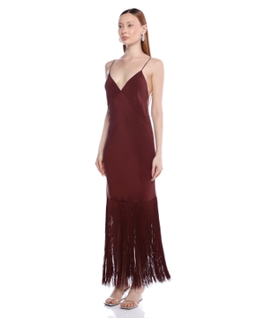 Silk dress with fringe