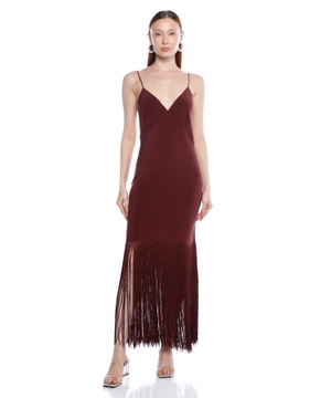 Silk dress with fringe