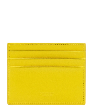 Logo-print leather card holder