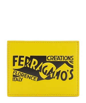 Logo-print leather card holder