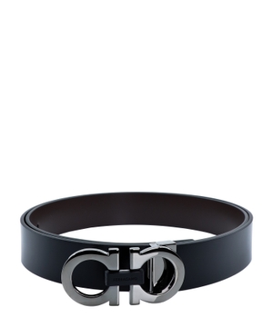 Leather belt with Gancini detail