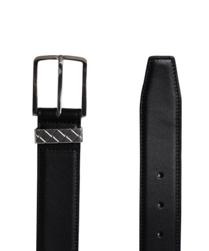 Leather belt with metal buckle