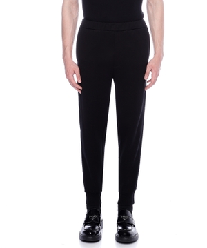 Trousers with elastic waist and logo detail