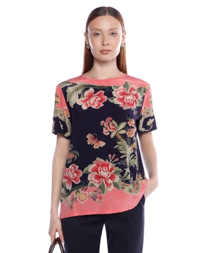 Printed silk top