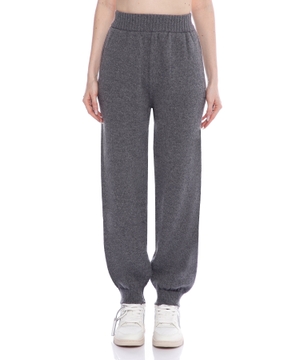 Elastic-waist wool pants