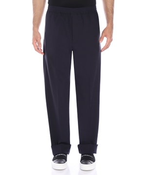 Elastic waist straight fit trousers