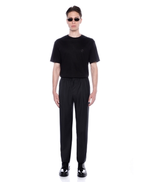 Straight fit elastic waist trousers