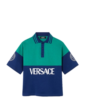 Cotton polo with logo print