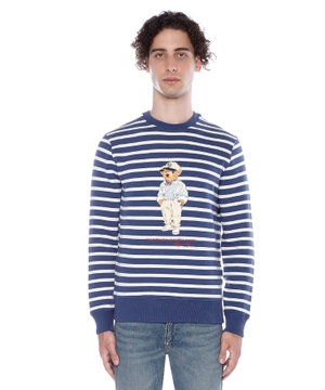 Polo Bear printli zolaqlı svitşot