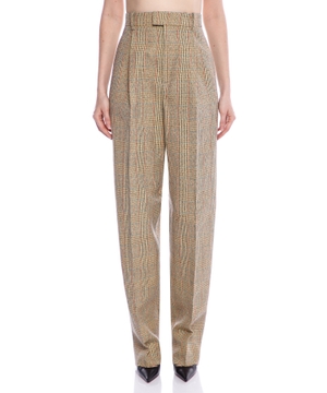 Checkered high-waist trousers