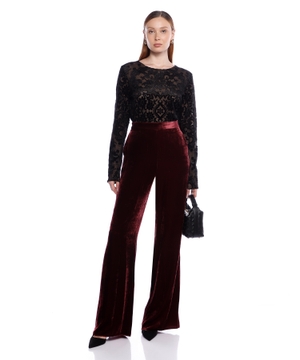 Velvet wide-leg pants