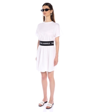 Flared dress with logo print